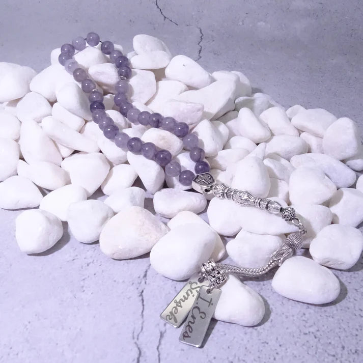 Tesbih / Gebetskette mit Namen Gravur aus Naturstein mit Box