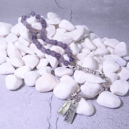 Tesbih / Gebetskette mit Namen Gravur aus Naturstein mit Box