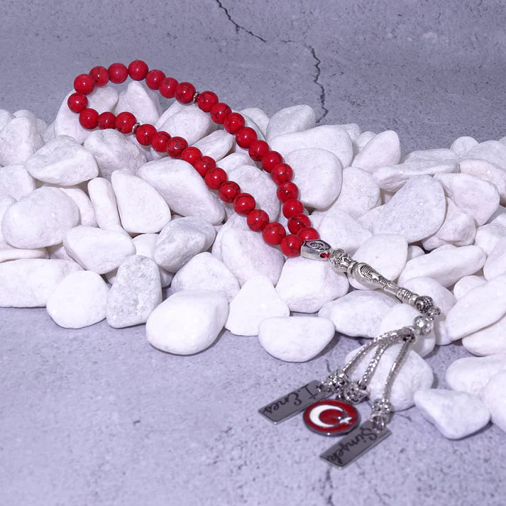 Kutulu doğal taştan isim yazılı tesbih/tesbih