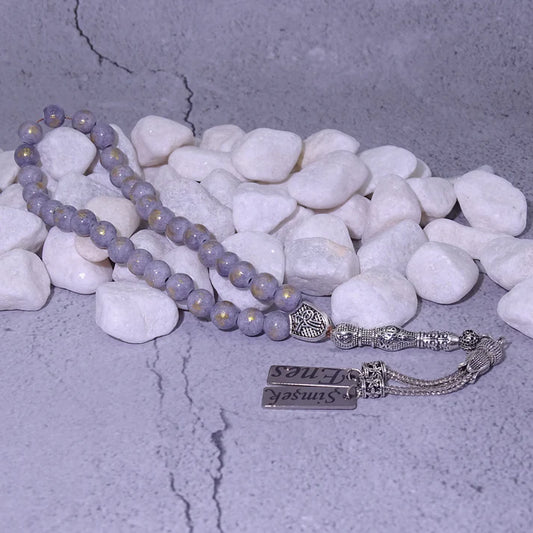 Tesbih / Gebetskette mit Namen Gravur aus Naturstein mit Box