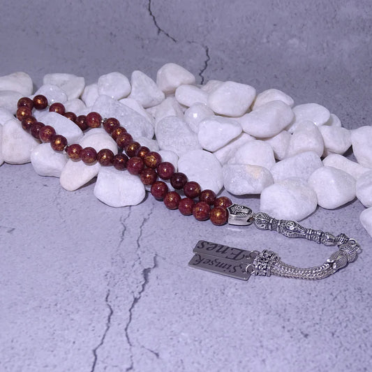 Tesbih / Gebetskette mit Namen Gravur aus Naturstein mit Box