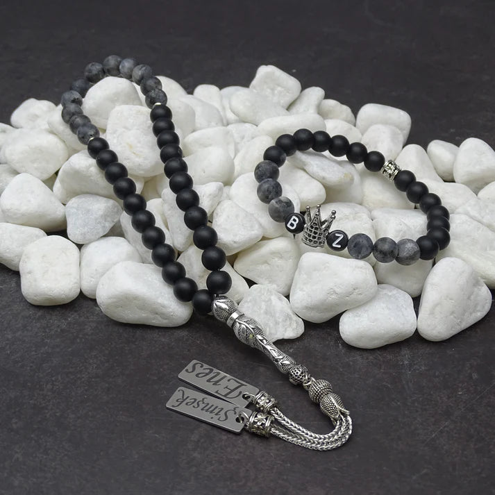 Tesbih / Gebetskette mit Namen Gravur und Armband mir Name aus Naturstein