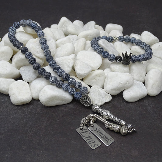 Tesbih / Gebetskette mit Namen Gravur und Armband mir Name aus Naturstein