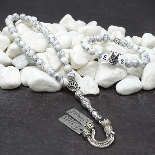 Tesbih / Gebetskette mit Namen Gravur und Armband mir Name aus Naturstein