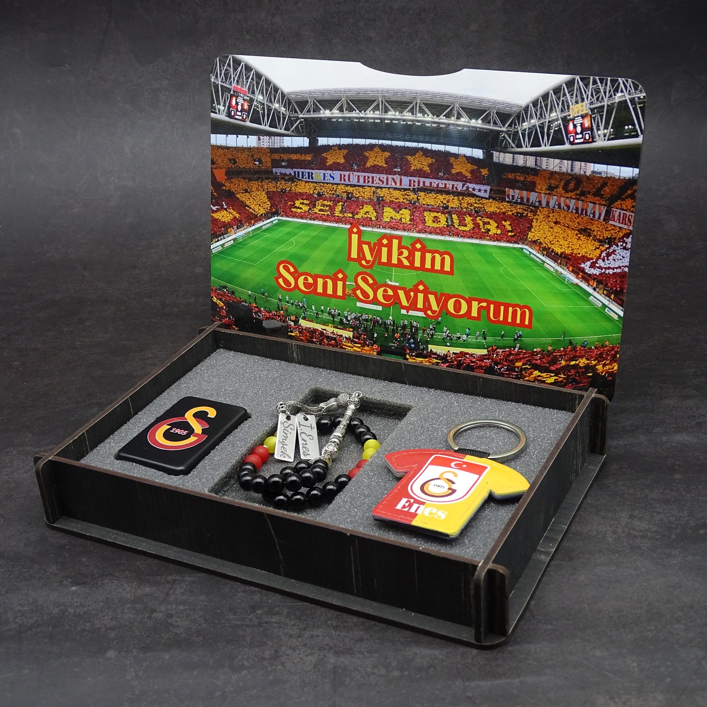 Personalisiertes Tesbih-Set mit Fußballteam Logo Galatasaray