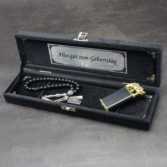 Persönliche Tesbih Geschenkset für Männer mit Gravur