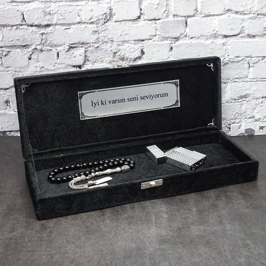 Persönliche Tesbih Geschenkset für Männer mit Gravur