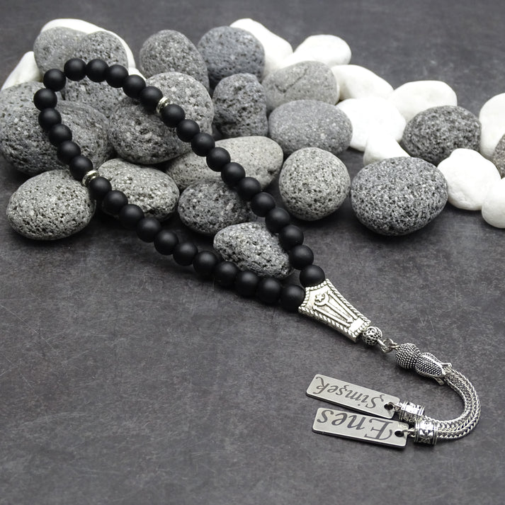 Tesbih / Gebetskette mit Namen Gravur aus Naturstein