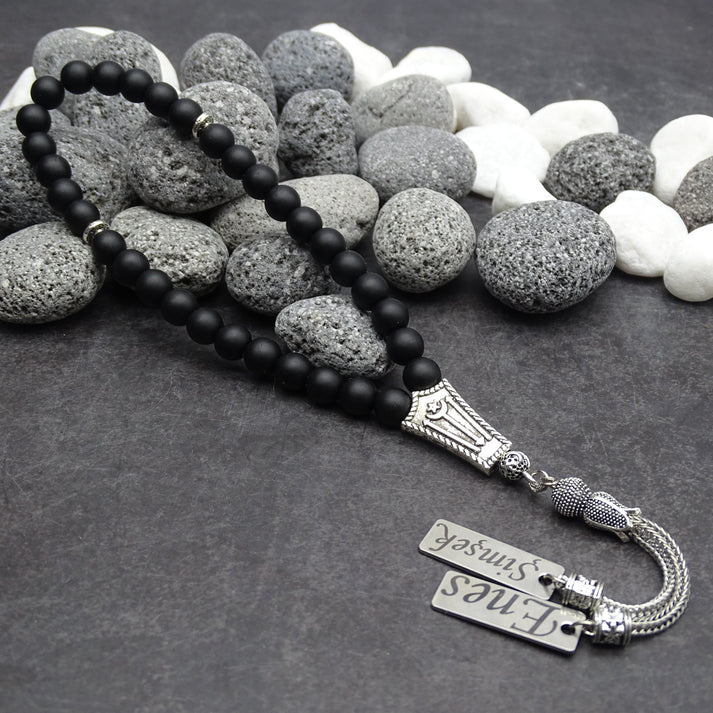 Tesbih / Gebetskette mit Namen Gravur aus Naturstein