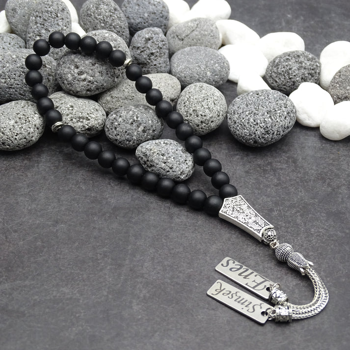 Tesbih / Gebetskette mit Namen Gravur aus Naturstein