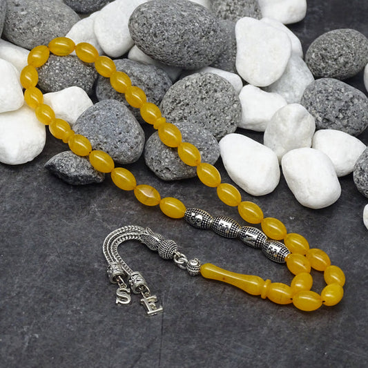 Kehribar Tesbih / Sikma Tesbih Kutulu İsim Yazılı