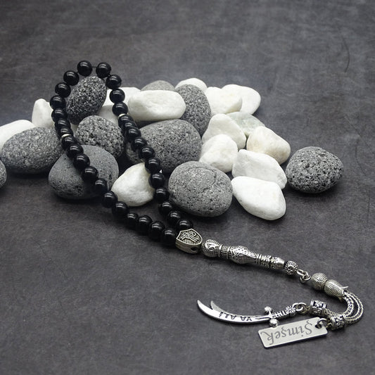 Zülfikar Kilic Tesbih / Gebetskette mit Namen Gravur aus Naturstein