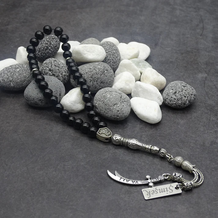 Zülfikar Kilic Tesbih / Gebetskette mit Namen Gravur aus Naturstein