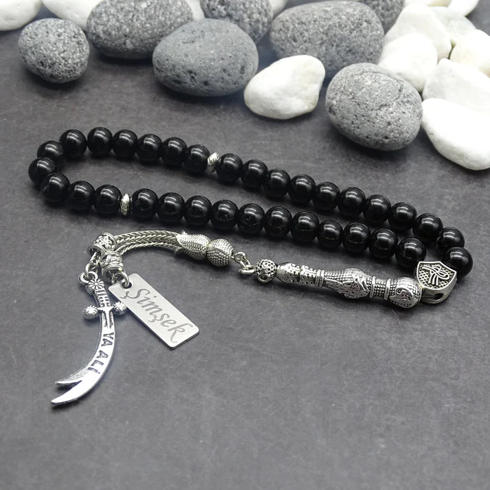 Zülfikar Kilic Tesbih / Gebetskette mit Namen Gravur aus Naturstein