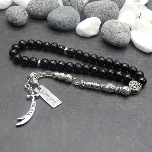 Zülfikar Kilic Tesbih / Gebetskette mit Namen Gravur aus Naturstein