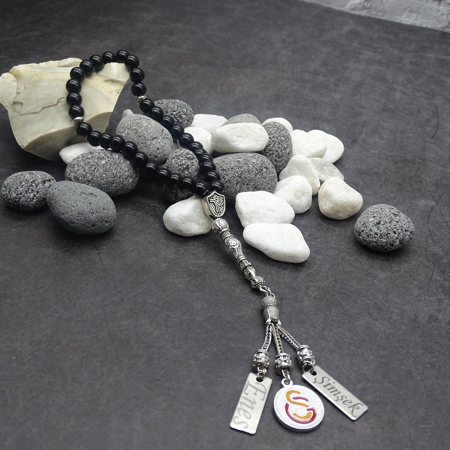 Tesbih / Gebetskette mit Namen Gravur aus Naturstein