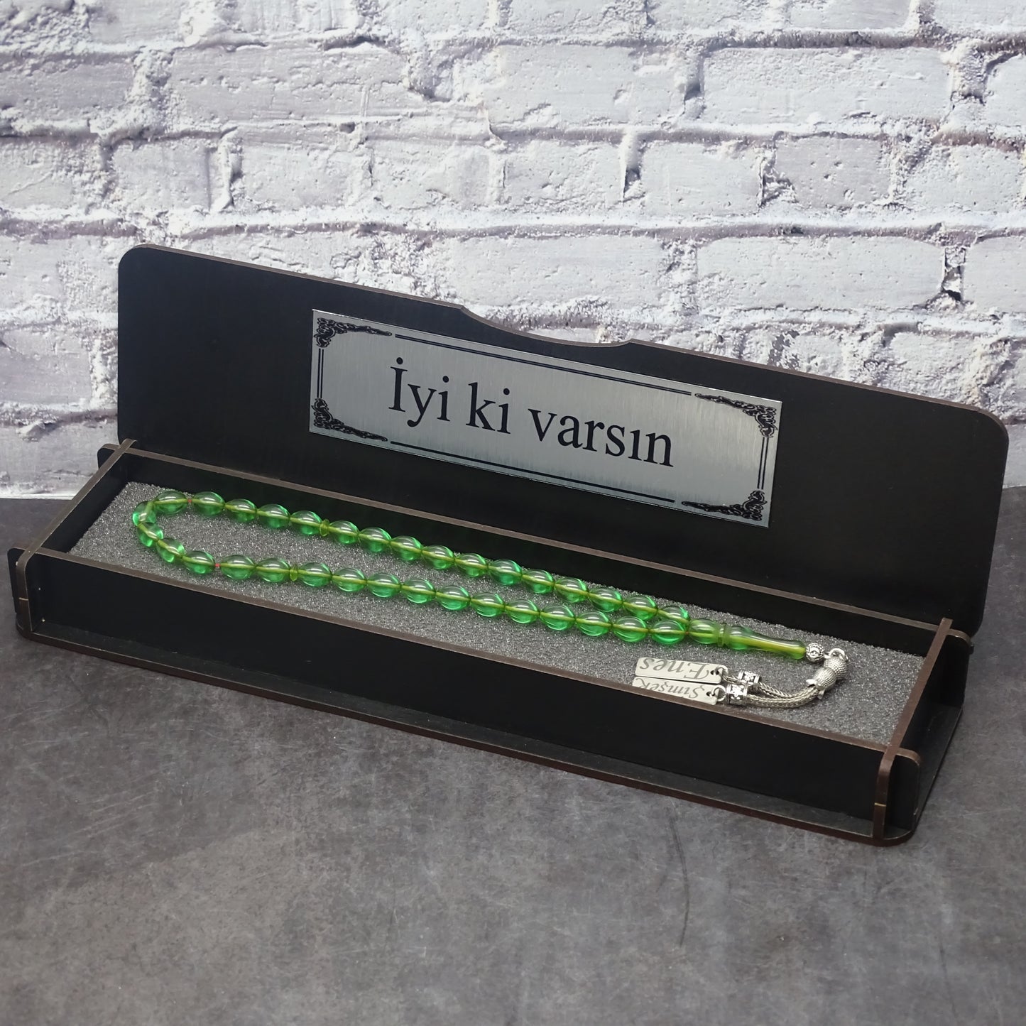 Kehribar Tesbih / Sikma Gebetskette Namen Gravur mit Box