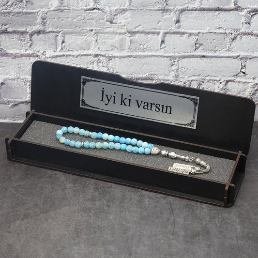 Kutulu doğal taş tesbih