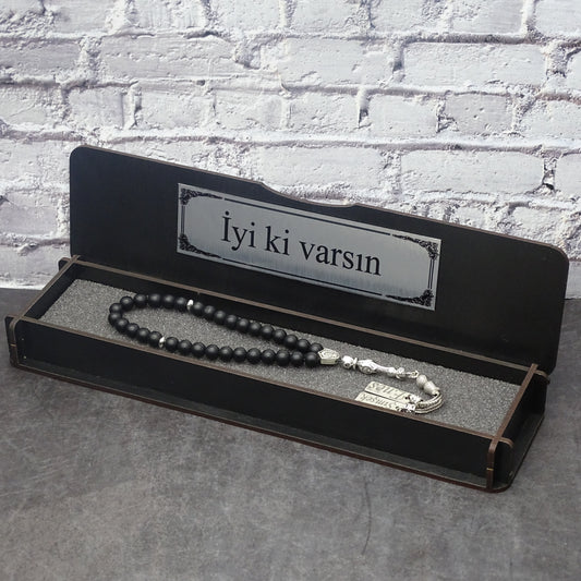 Namen Tesbih personalisiert aus Naturstein mit Box