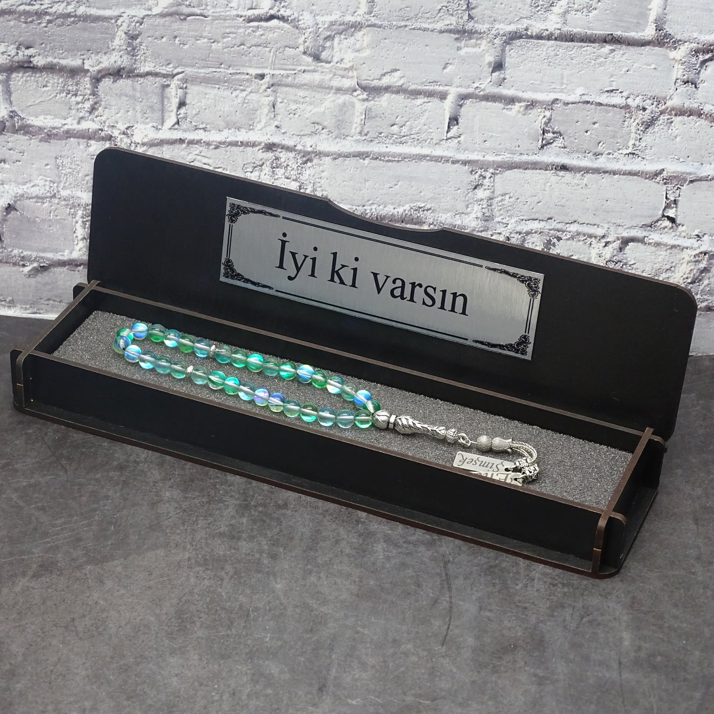 Namen Tesbih personalisiert aus Naturstein mit Box