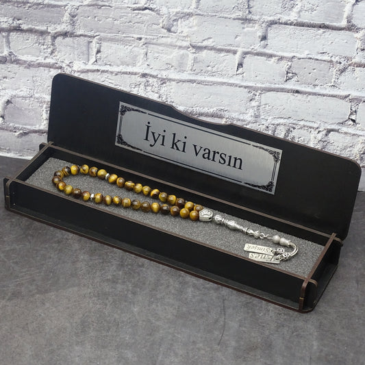 Kutulu doğal taş tesbih