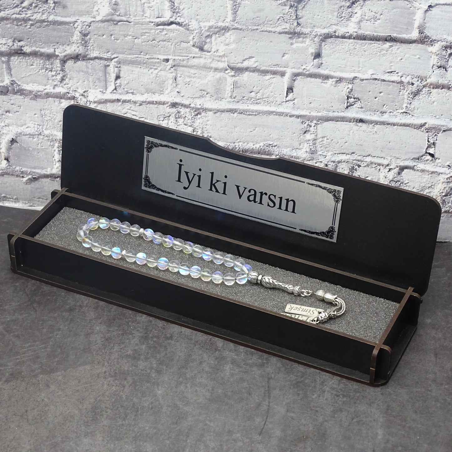 Namen Tesbih personalisiert aus Naturstein mit Box