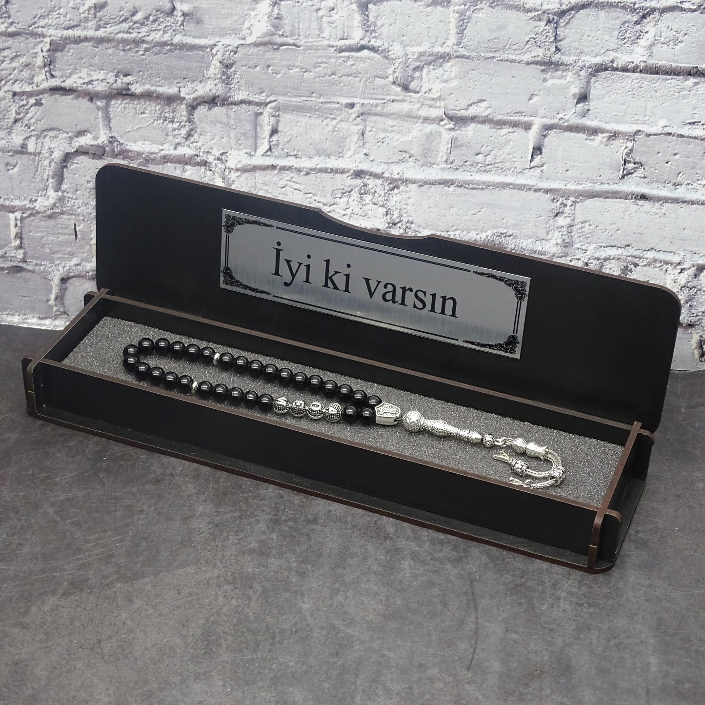 Namen Tesbih personalisiert aus Naturstein mit Box