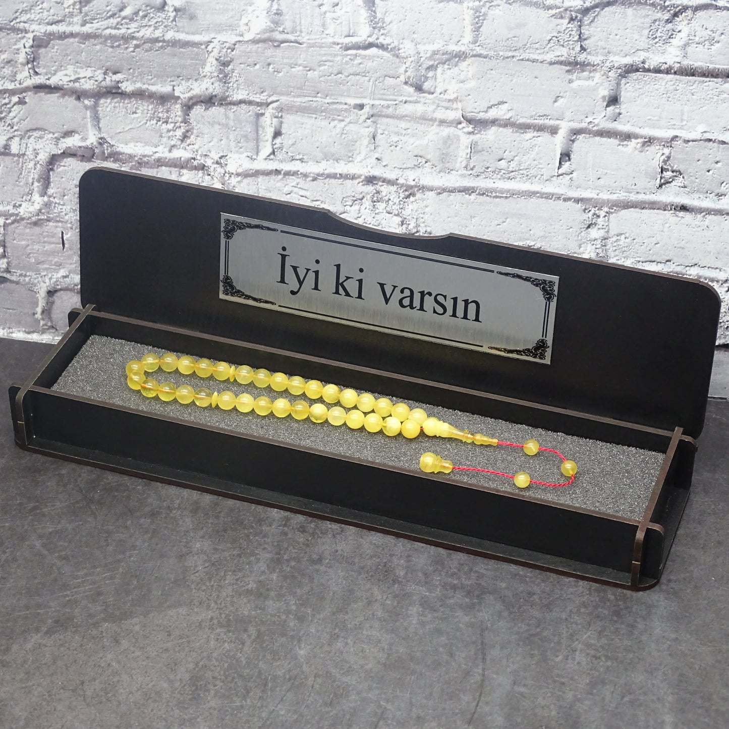 Bernstein (damla) Kehribar Tesbih mit Geschenkbox