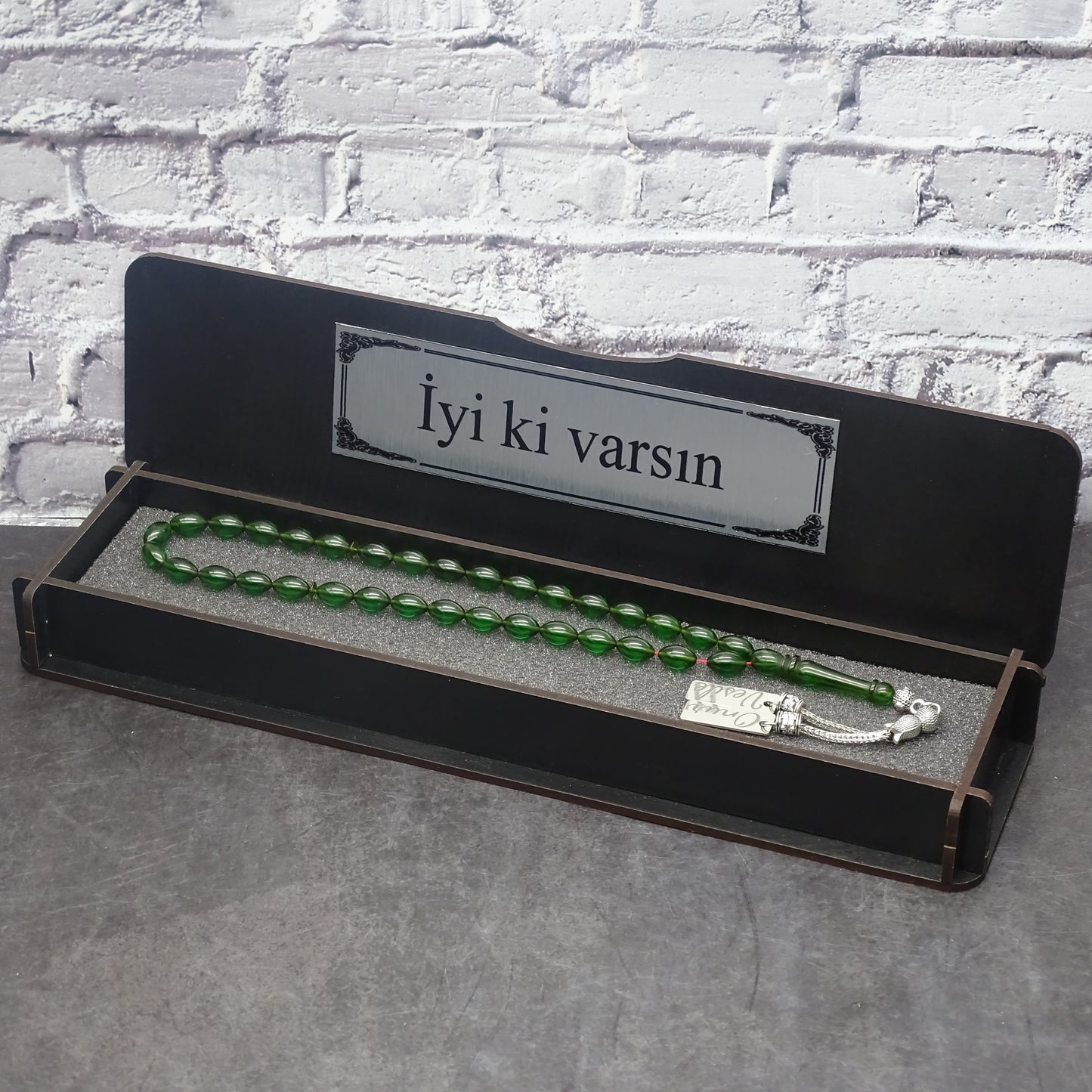 Kehribar Tesbih / Sikma Gebetskette Namen Gravur mit Box
