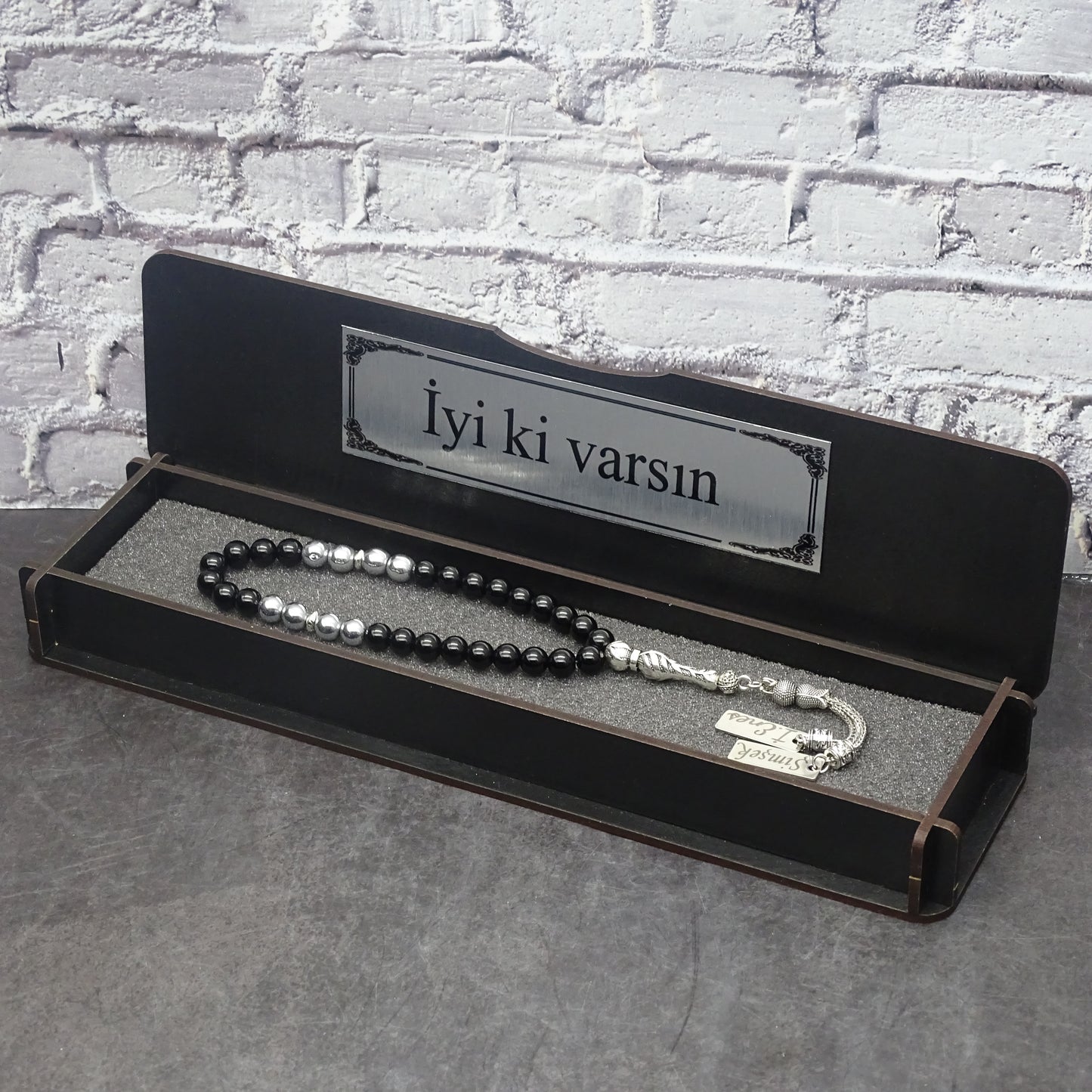 Namen Tesbih personalisiert aus Naturstein mit Box