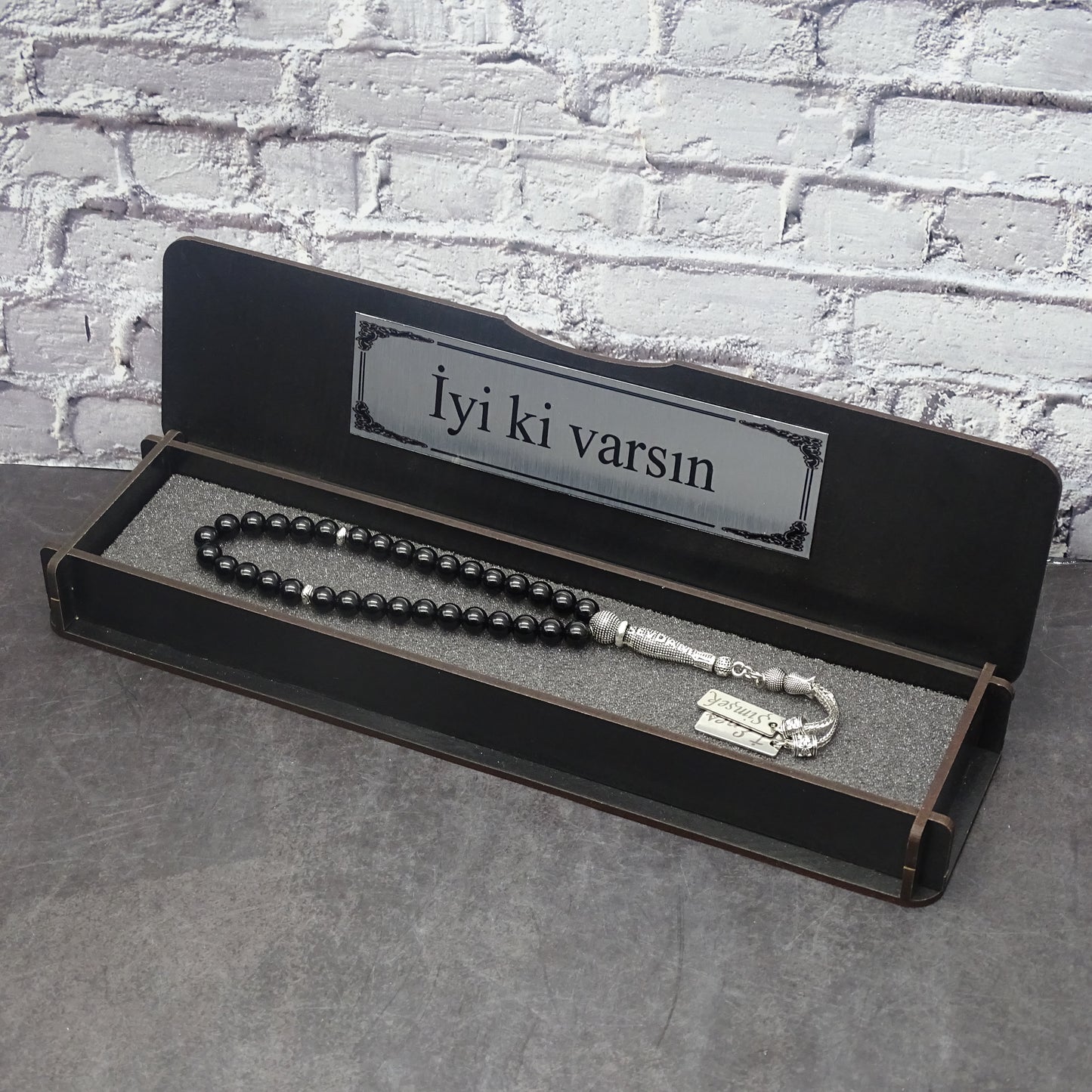 Namen Tesbih personalisiert aus Naturstein mit Box