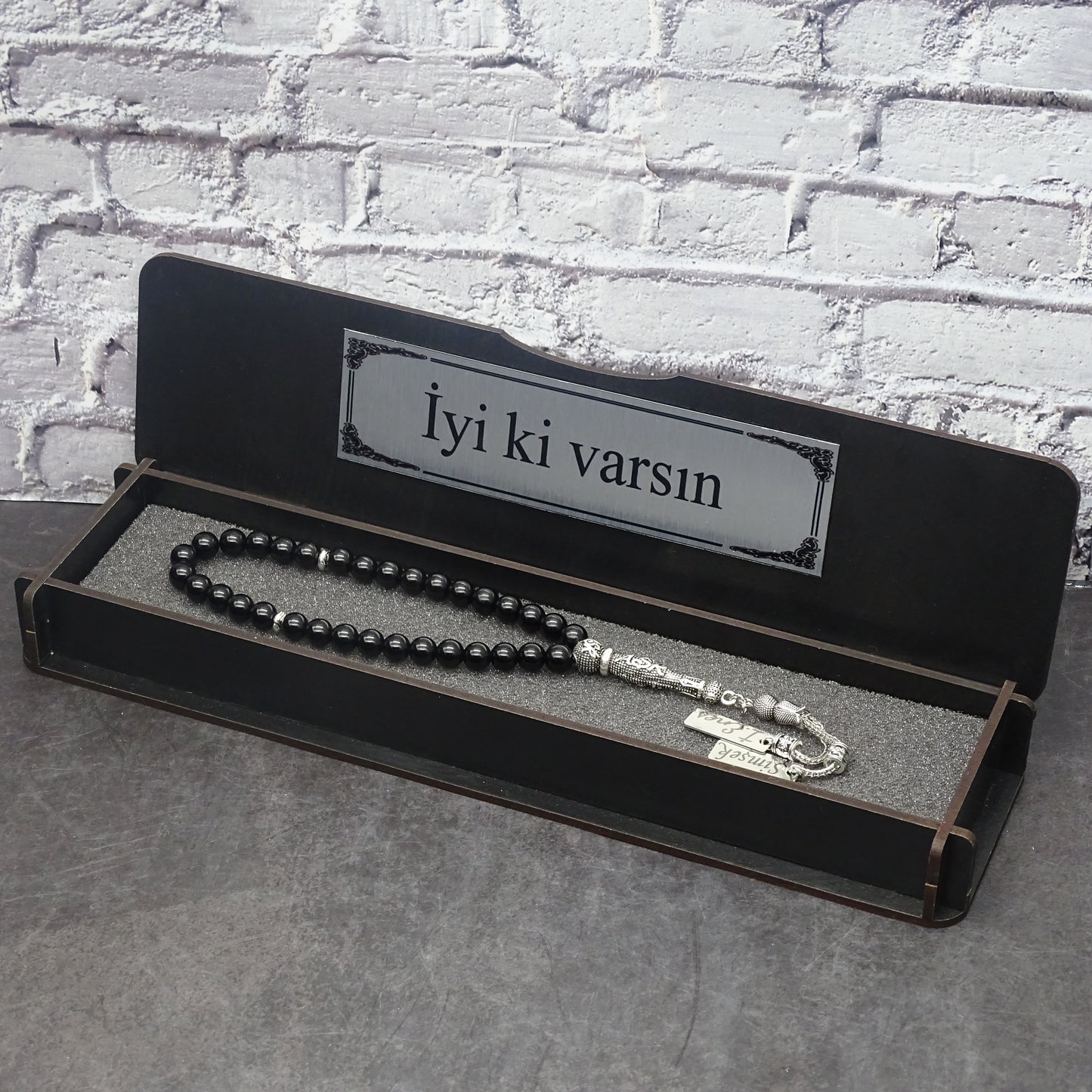 Personalisierter Tesbih aus Naturstein mit Box