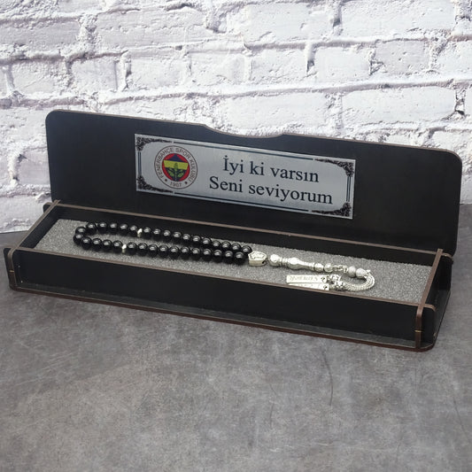 Doğal taştan kutulu tesbih (fenerbahçe)