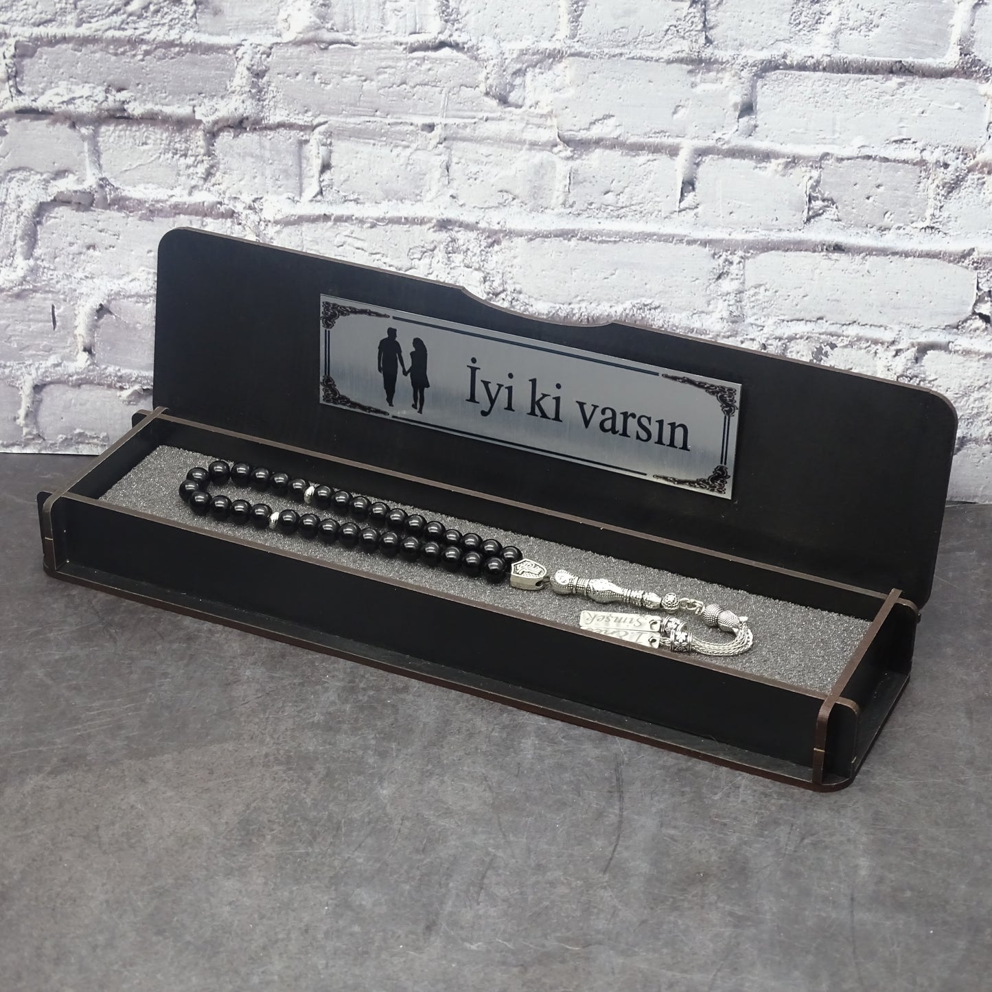 Namen Tesbih personalisiert aus Naturstein mit Box