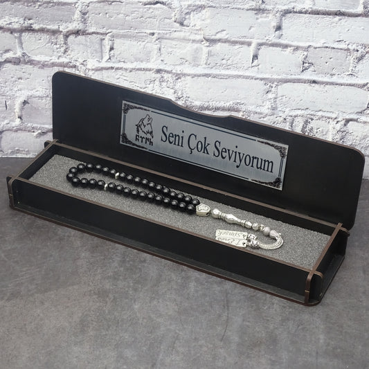 Bozkurt kutulu doğal taş tesbih