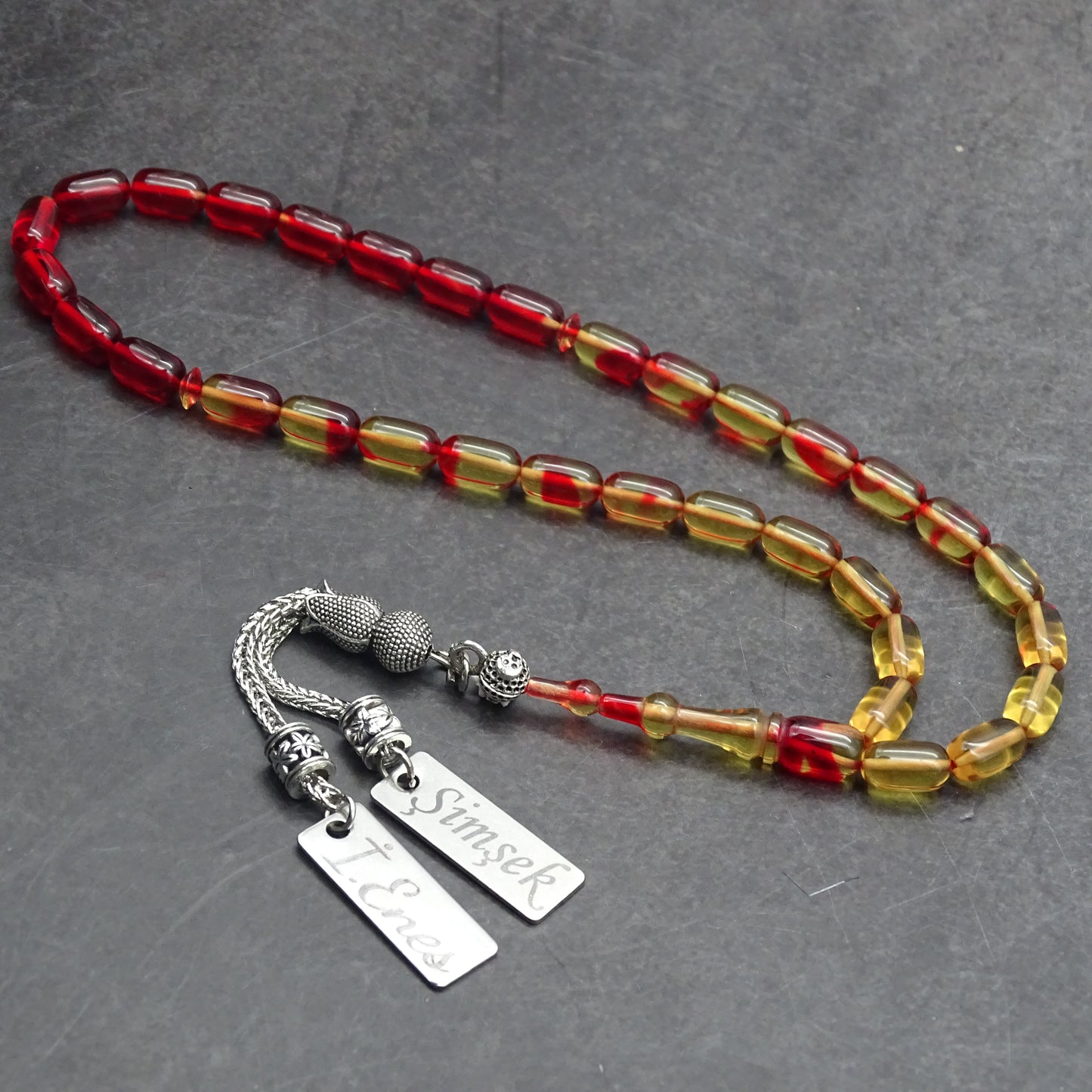 Kehribar Tesbih / Sikma Gebetskette Namen Gravur personalisiert