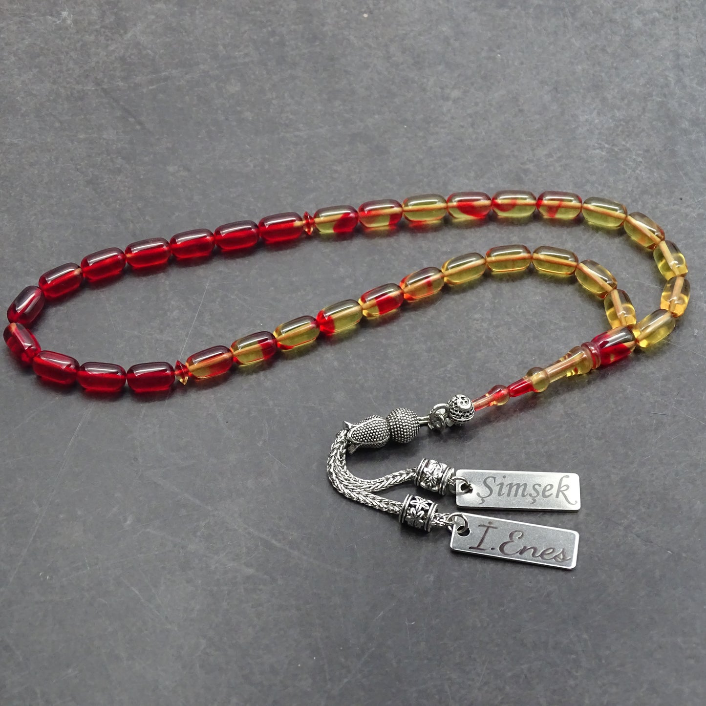 Kehribar Tesbih / Sikma Gebetskette Namen Gravur personalisiert