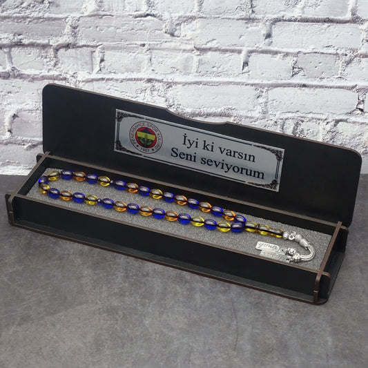 Kehribar Tesbih / Sikma Tesbih Kutulu İsim Yazılı