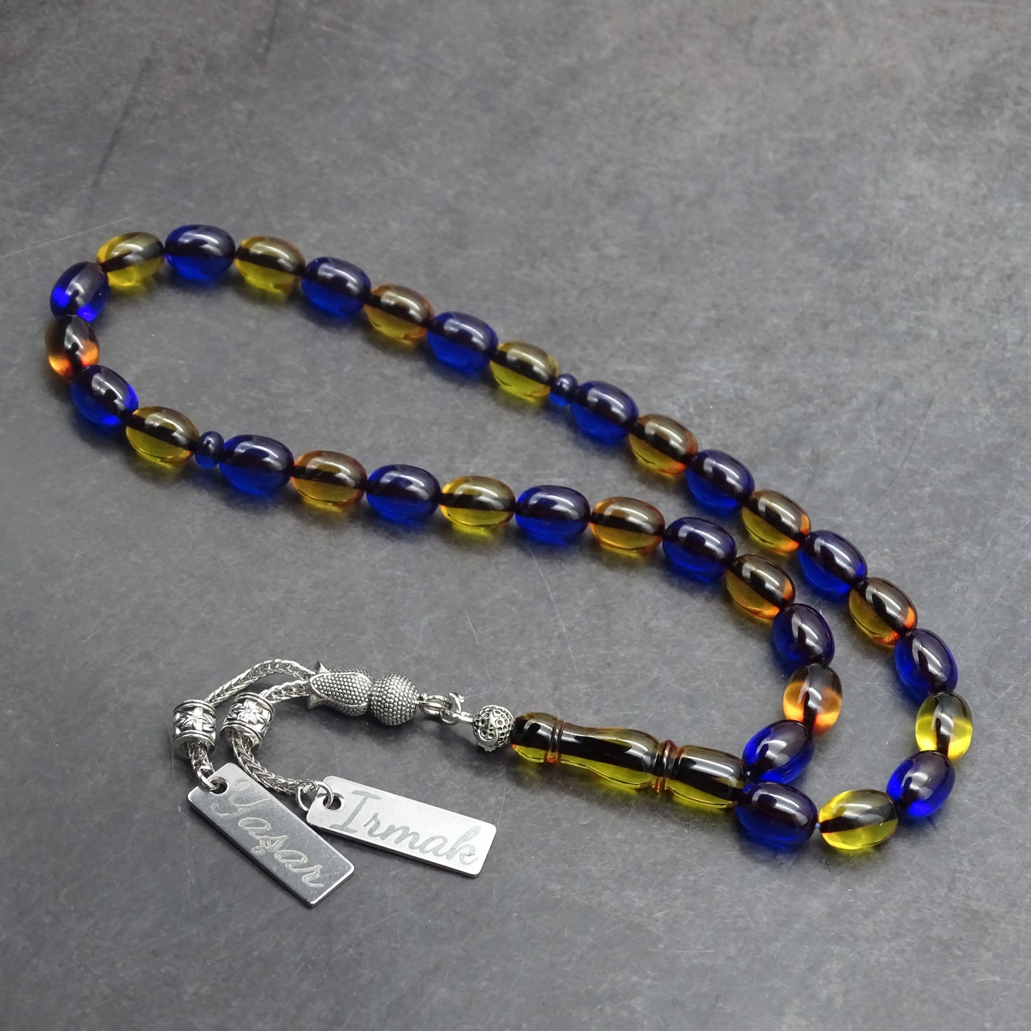 Kehribar Tesbih / Sikma Tesbih Kutulu İsim Yazılı