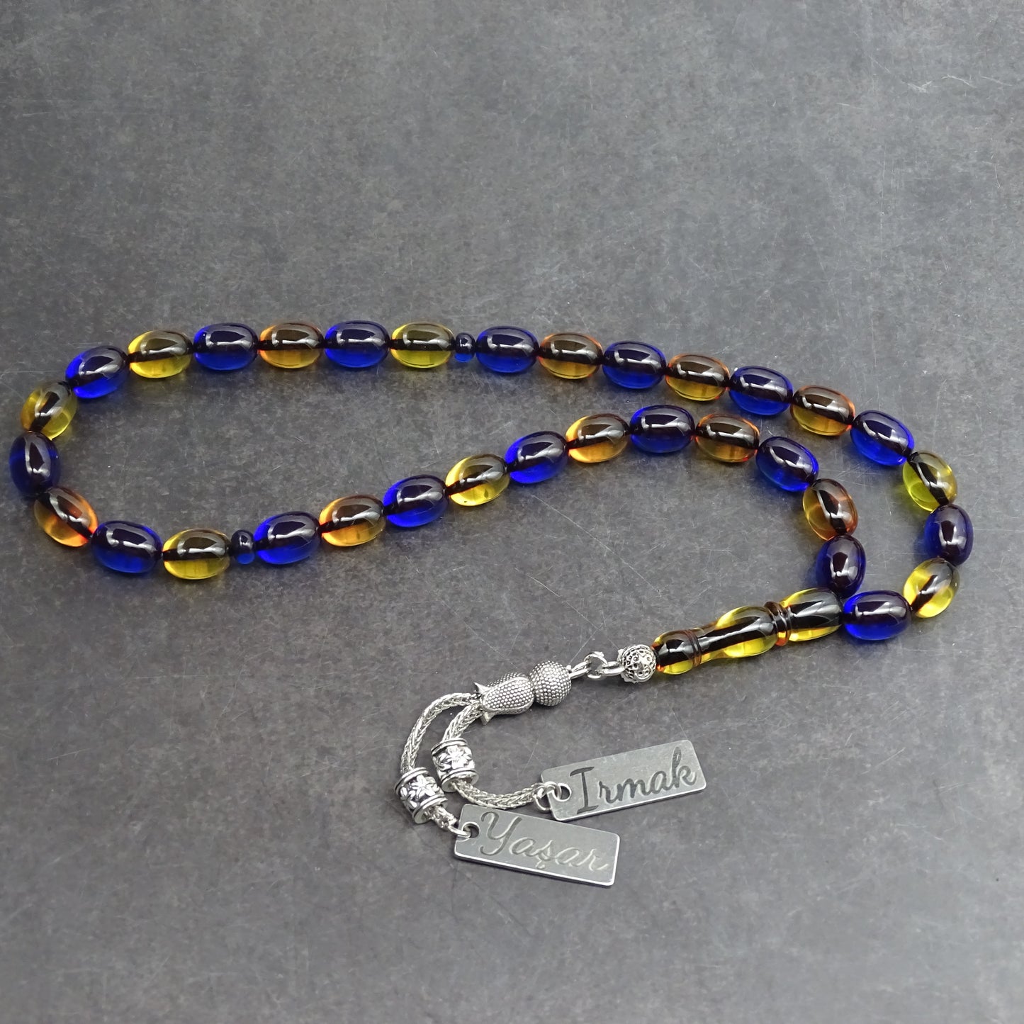 Kehribar Tesbih / Sikma Gebetskette Namen Gravur mit Box