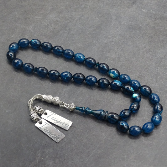 Kehribar Tesbih / Sikma Tesbih Kutulu İsim Yazılı