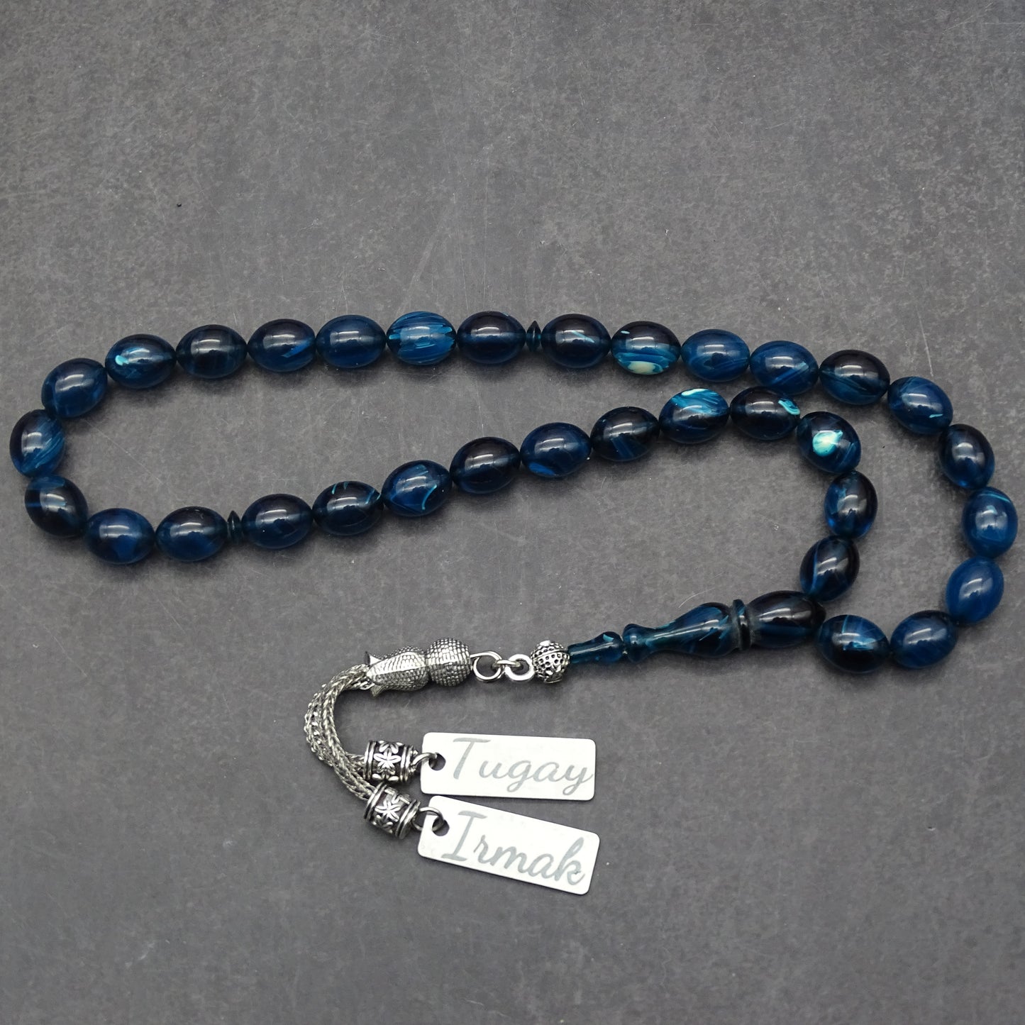 Kehribar Tesbih / Sikma Gebetskette Namen Gravur mit Box