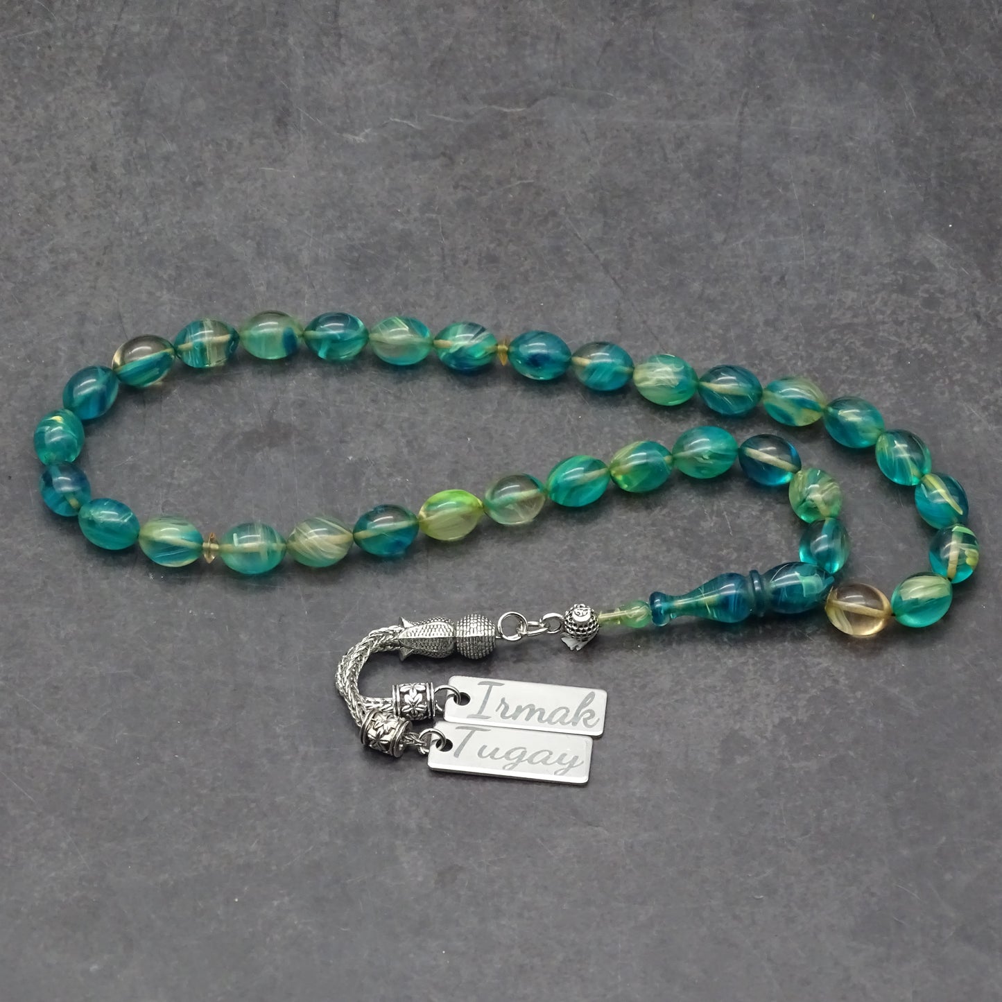 Kehribar Tesbih / Sikma Gebetskette Namen Gravur mit Box