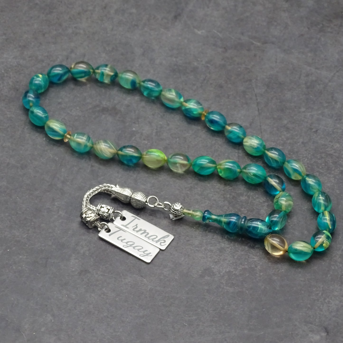 Kehribar Tesbih / Sikma Gebetskette Namen Gravur mit Box