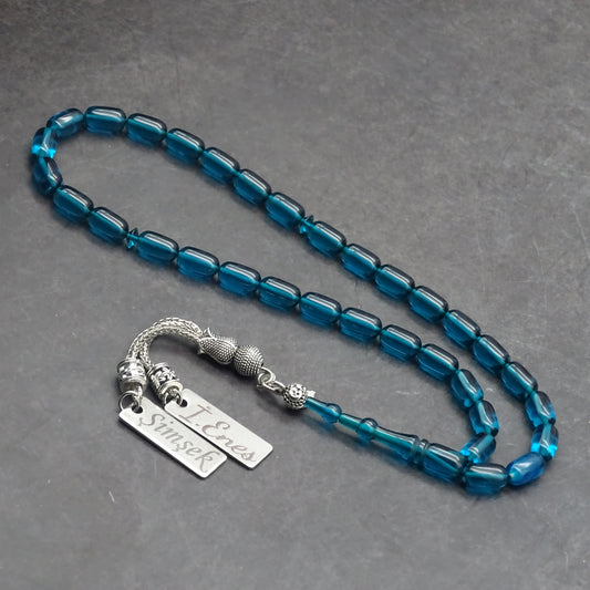 Kehribar Tesbih / Sikma Tesbih Kutulu İsim Yazılı