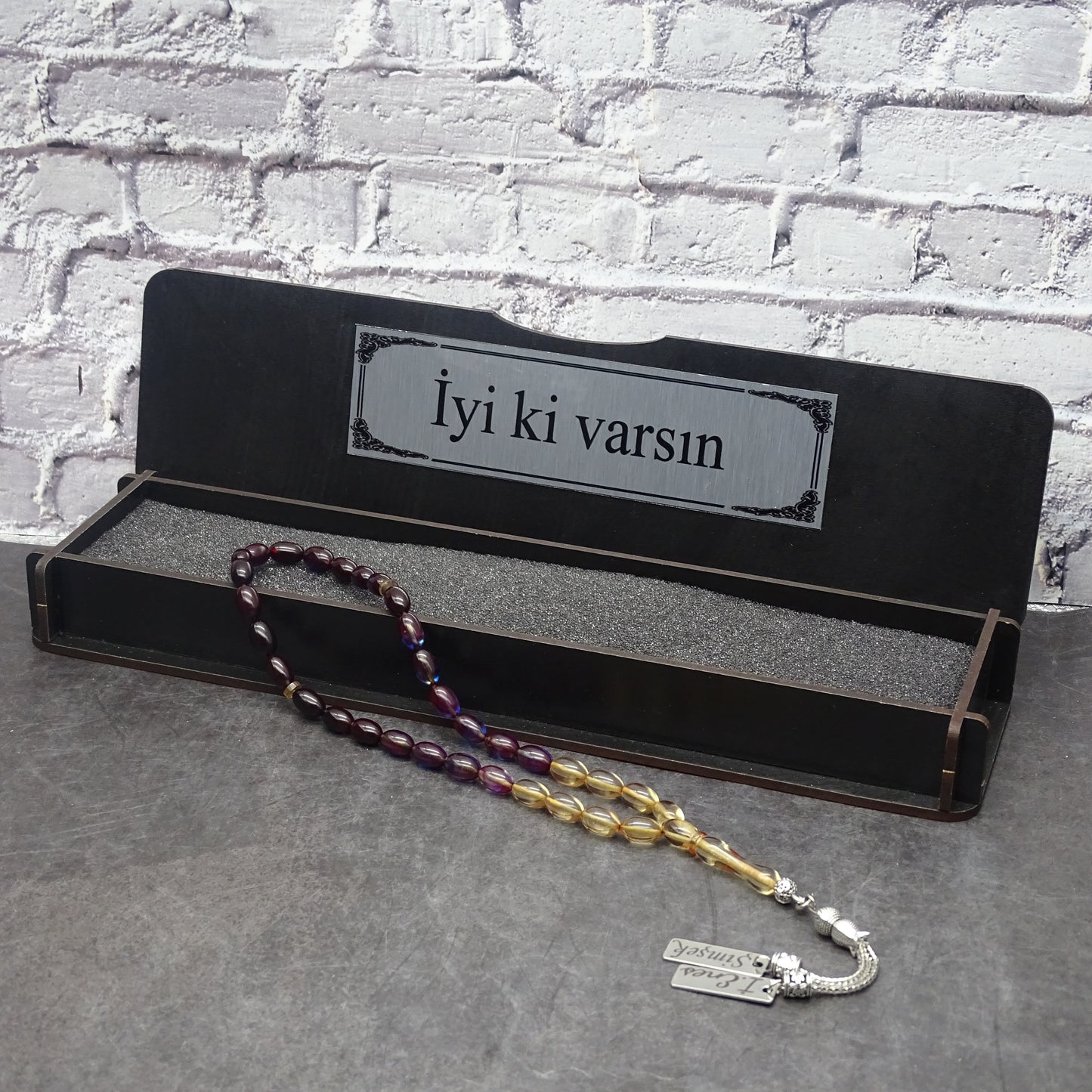 Kehribar Tesbih / Sikma Gebetskette Namen Gravur personalisiert