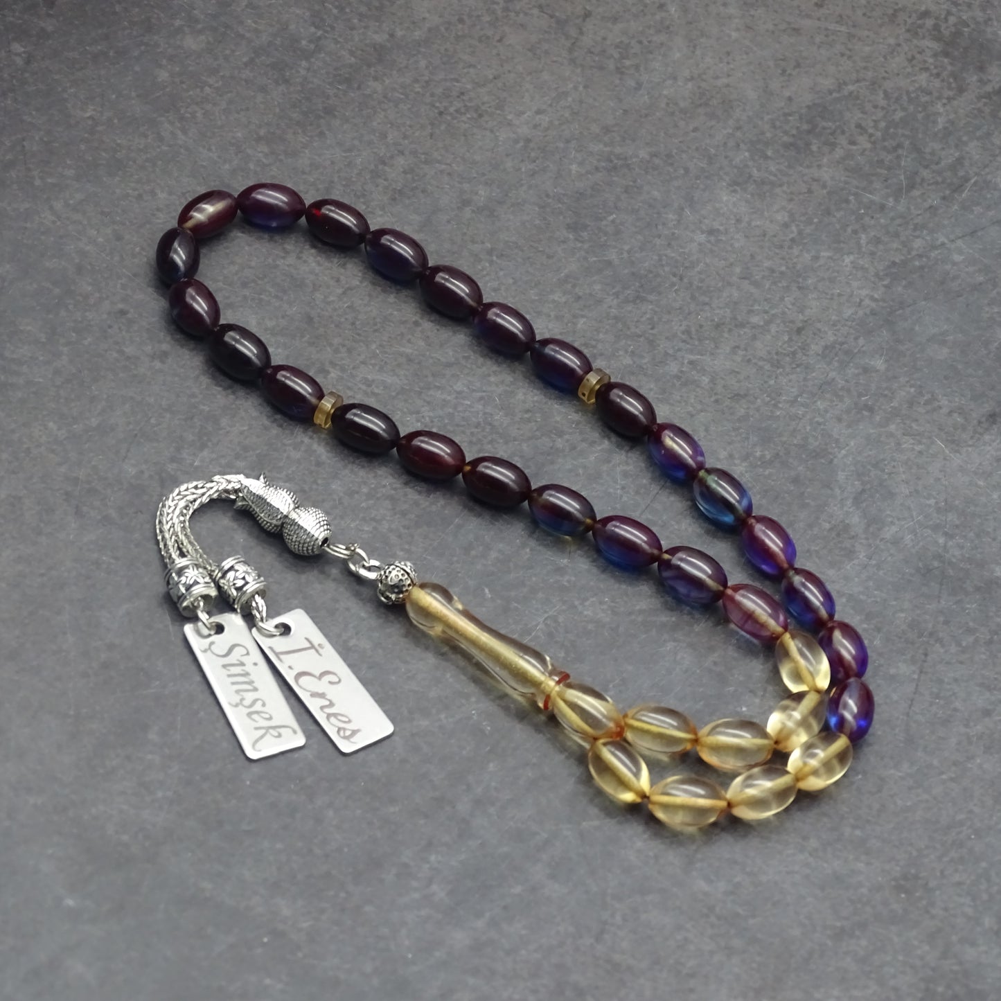 Kehribar Tesbih / Sikma Gebetskette Namen Gravur mit Box