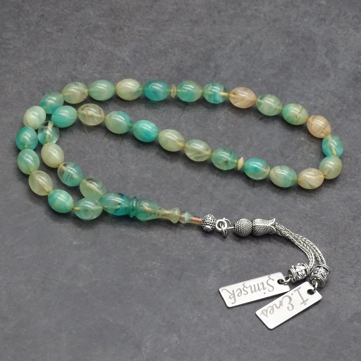 Kehribar Tesbih / Sikma Tesbih Kutulu İsim Yazılı