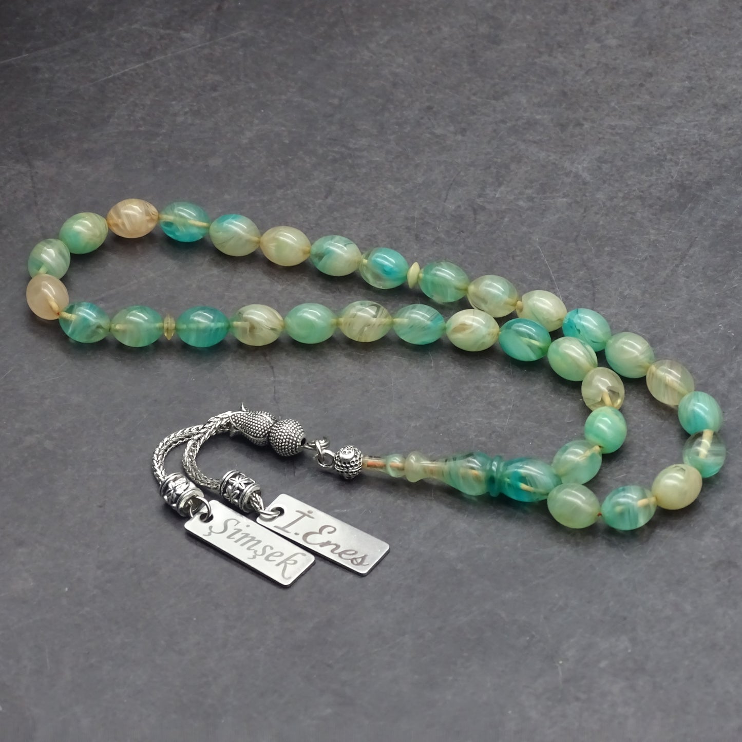 Kehribar Tesbih / Sikma Tesbih Kutulu İsim Yazılı