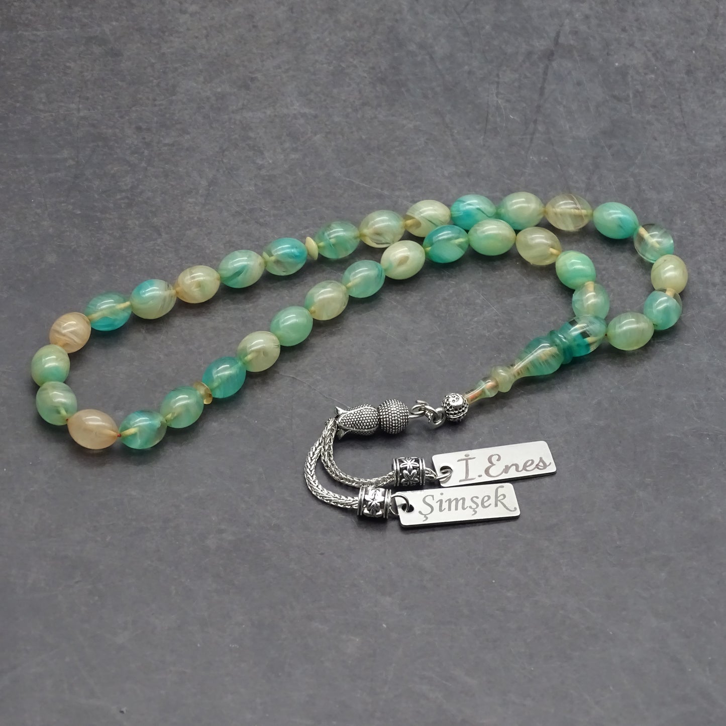 Kehribar Tesbih / Sikma Tesbih Kutulu İsim Yazılı